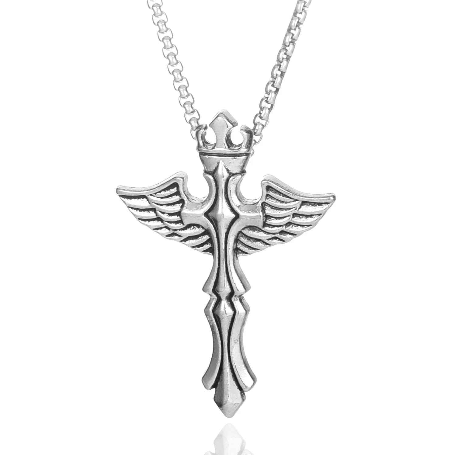Wholesale Fashion Popular Creative Personality Exaggerated Patchwork Snake And Sword Cross Necklace For Men