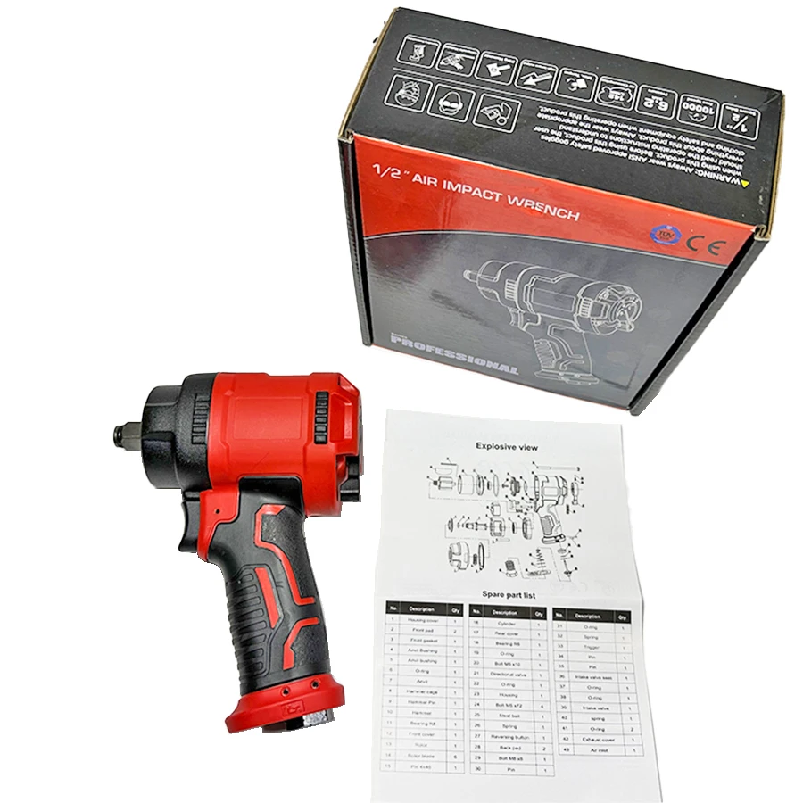 Heavy Duty 1/2 Inch Composite Mini Air Impact Wrench One-Handed Switch Max Torque 745N.m