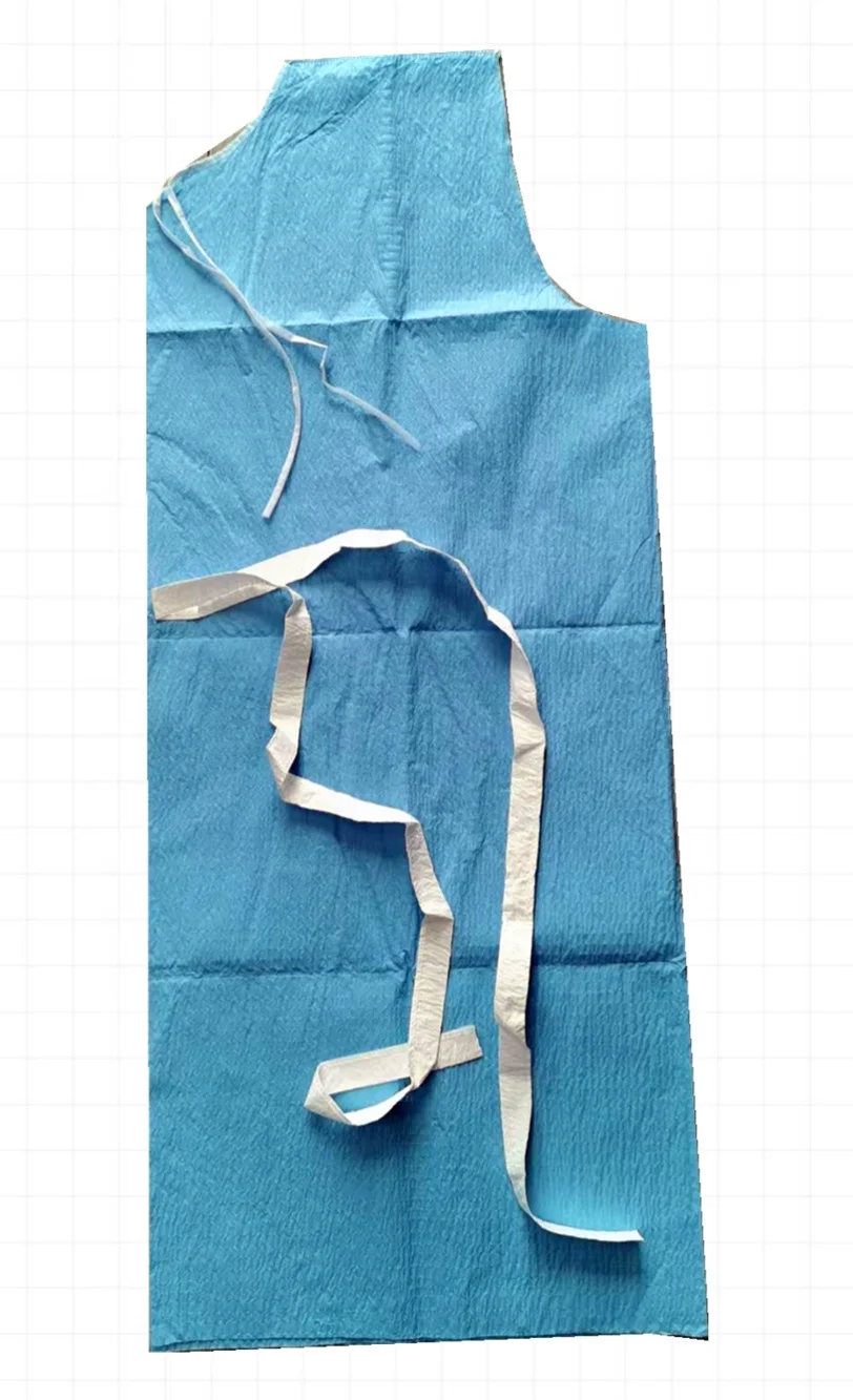 disposable 3-ply blue patient gown made with absorbent kaycel fabric Vestido de paciente
