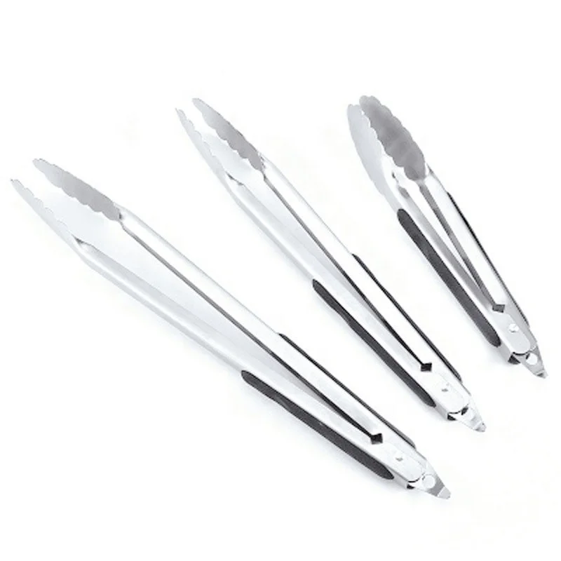 Buffet with kitchen stainless steel food with toast and steak with outdoor barbecue tools