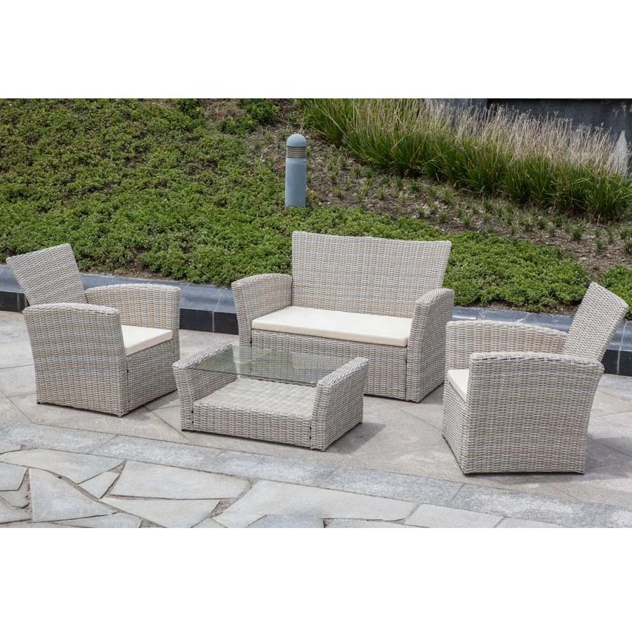 4PCS Galvanized Steel&Half-round Rattan KD Sofa Set Garden Sets Rattan Furniture 4PC Premium Rattan Sofa Set