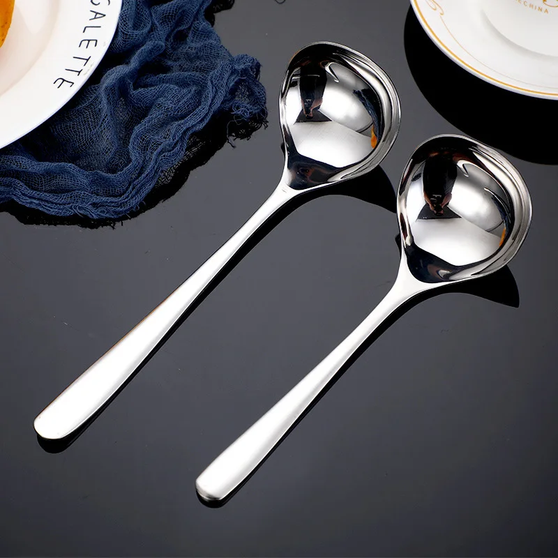 Wholesale 304 Stainless Steel Long Handle Spoon Household Large Soup Golden Spoon