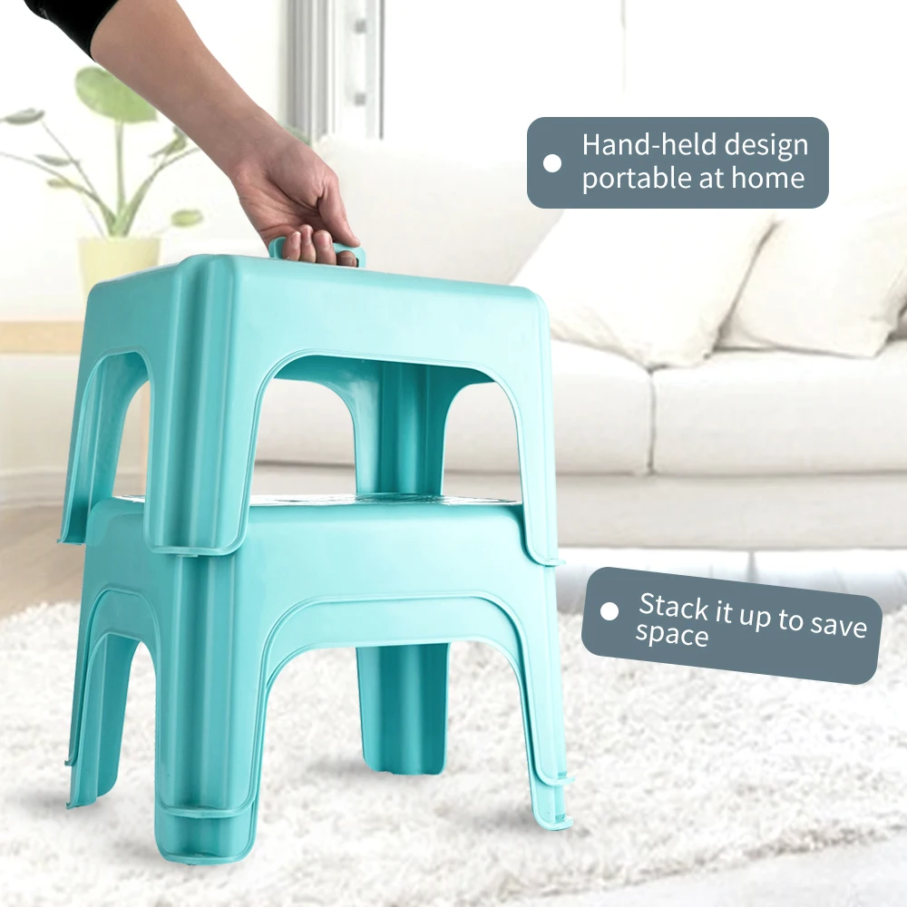 Home Furniture Portable hand-held square stool anti-slip face stool kids stackable plastic step stool