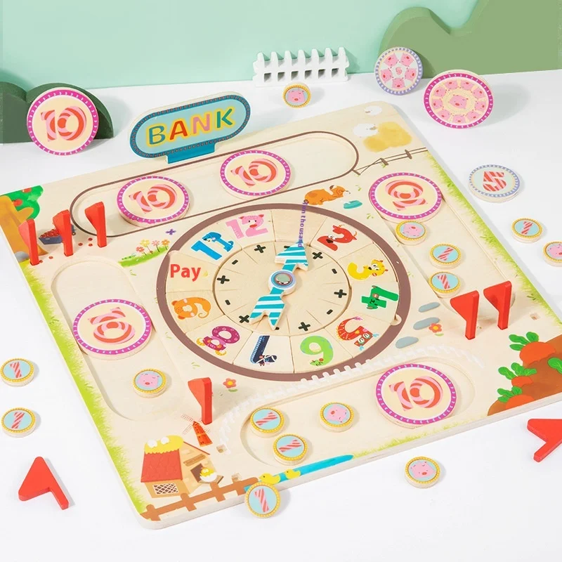 Tabletop game for kids with a farm theme for multiplayer beginner math addition and subtraction arithmetic games wooden toys