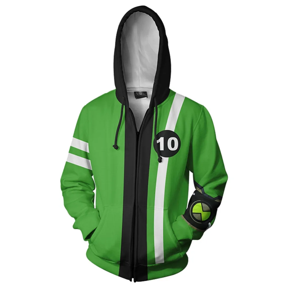 
Men Hoodie Ben 10 Costume Ben Tennyson Hoodie Sweatshirts Cosplay 3D Printed Sweatshirt Cardigan Cartoon Hooded Hoodie Jackets 