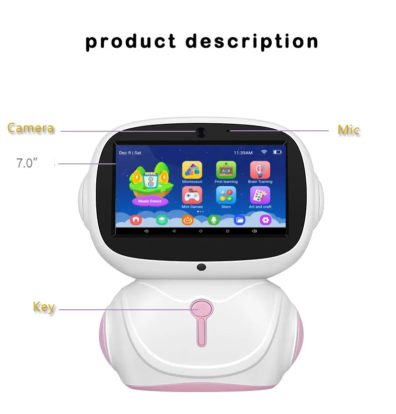 2024 Wholesale price  7 inch electric dance small robotics camera party led 16GB education inteligente toy smart robot