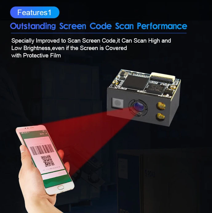 Ultra-small Mini Weight 4.6g Embedded 2D QR Barcode Scanner Module for Handheld PDA POS Scanner
