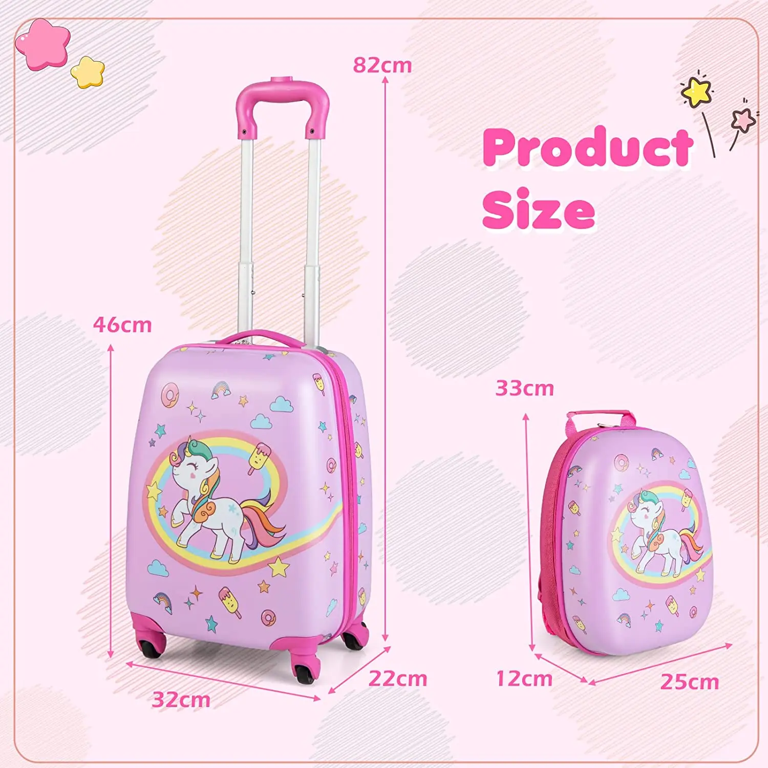 Hot Sale Kids Suitcase Cute Rainbow Unicorn Kids Luggage Set Travel Suitcase for Girls and Boys Kids Cabin Luggage Character