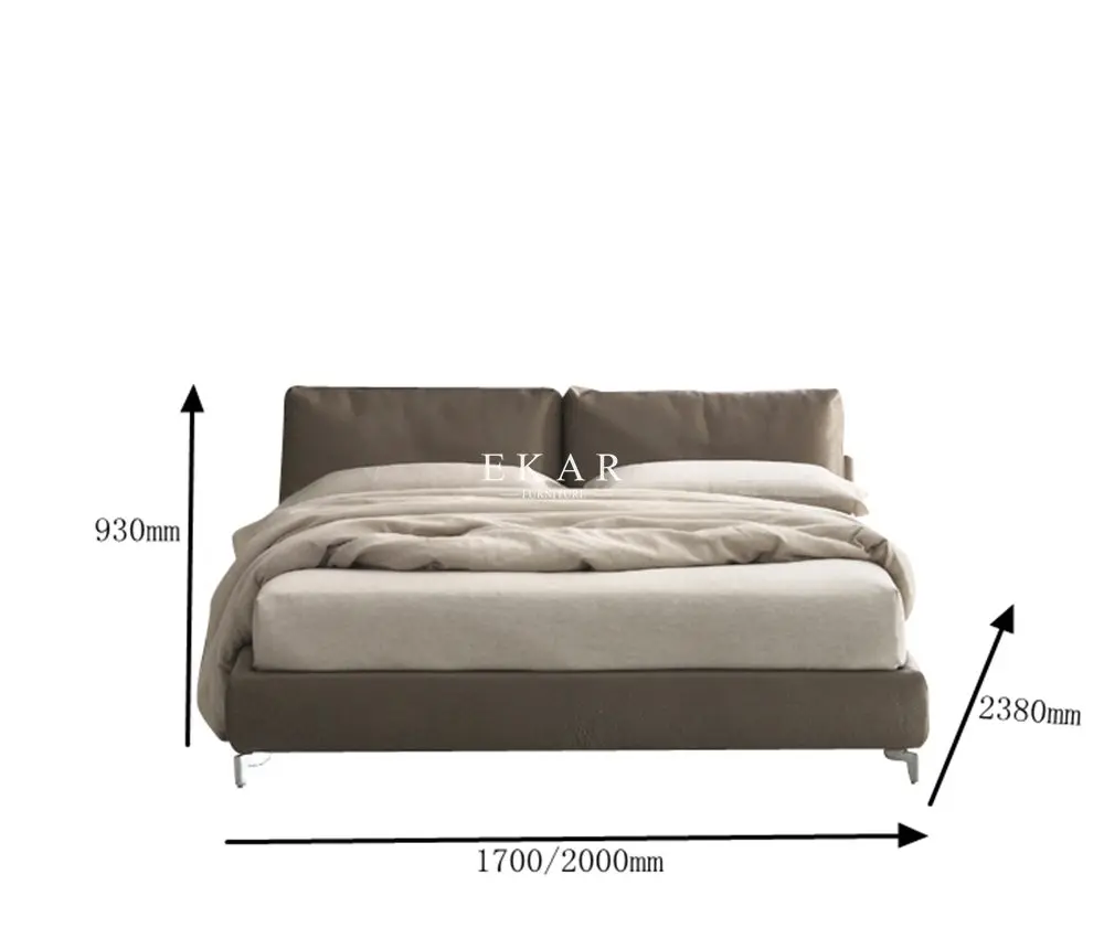 Italy Latest Fabric Soft Bed Bedroom Home Furniture Solid Wood Bed Frame King Size Double Bed