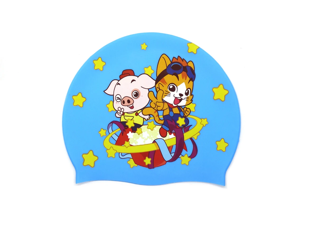 Kids Swimming Caps Fashion Custom Silicone Caps with Multicolor and Various Patterns with Customized Logo