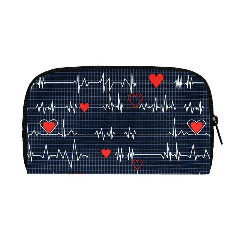 Nurse Gift Doctor Nurse Coin Purse black doctor nurse magic medical Syringe Ladies ECG  Women Long Big Wallet Bag