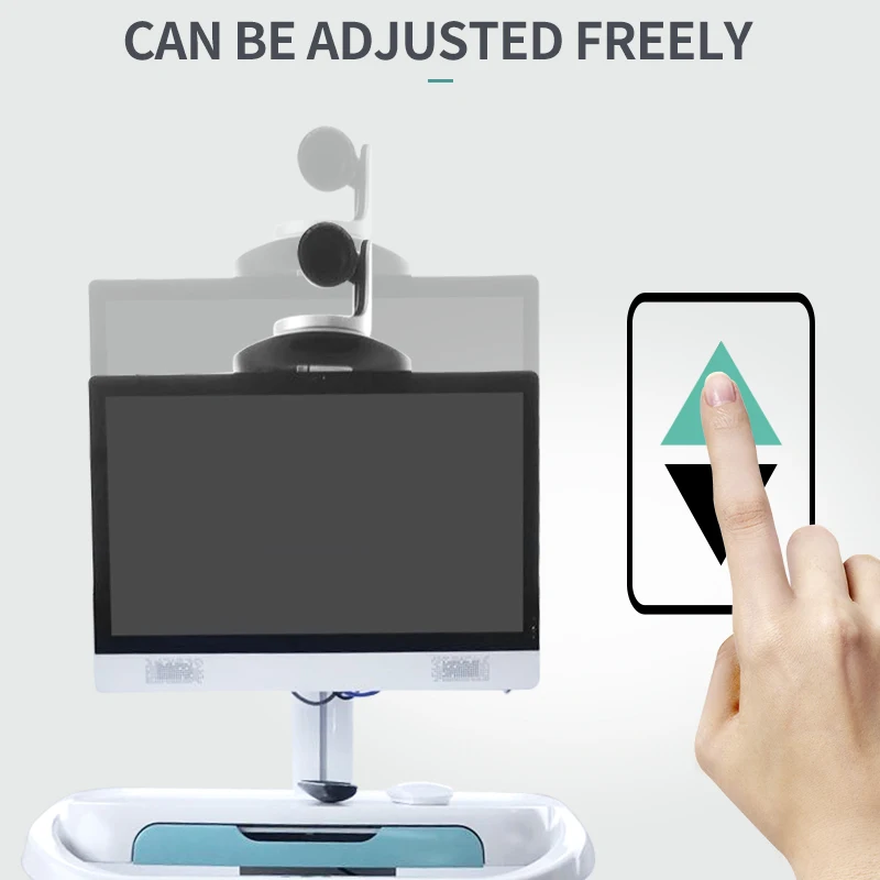 Telemedicine kiosk medical cart stainless steel medical trolley medical treatment with drawer rolling cart wheels trays