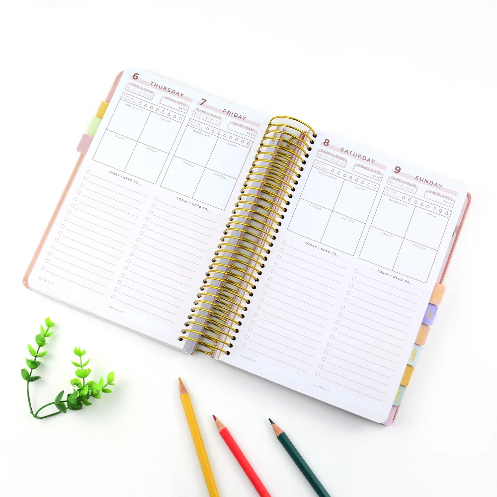 Custom A5 Daily Monthly Spiral Fitness Journal And Gym Planner Book For Workouts