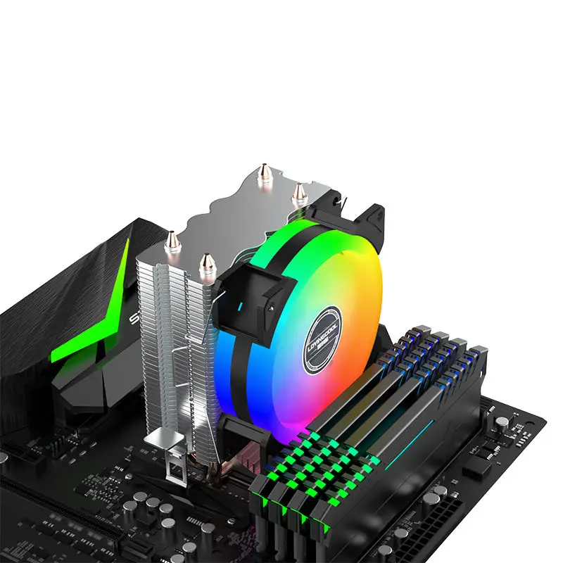 Кулер для воздушного процессора с 2 тепловыми трубками 90 мм RGB 3Pin/4Pin PWM Процессор охлаждения вентилятора радиатора