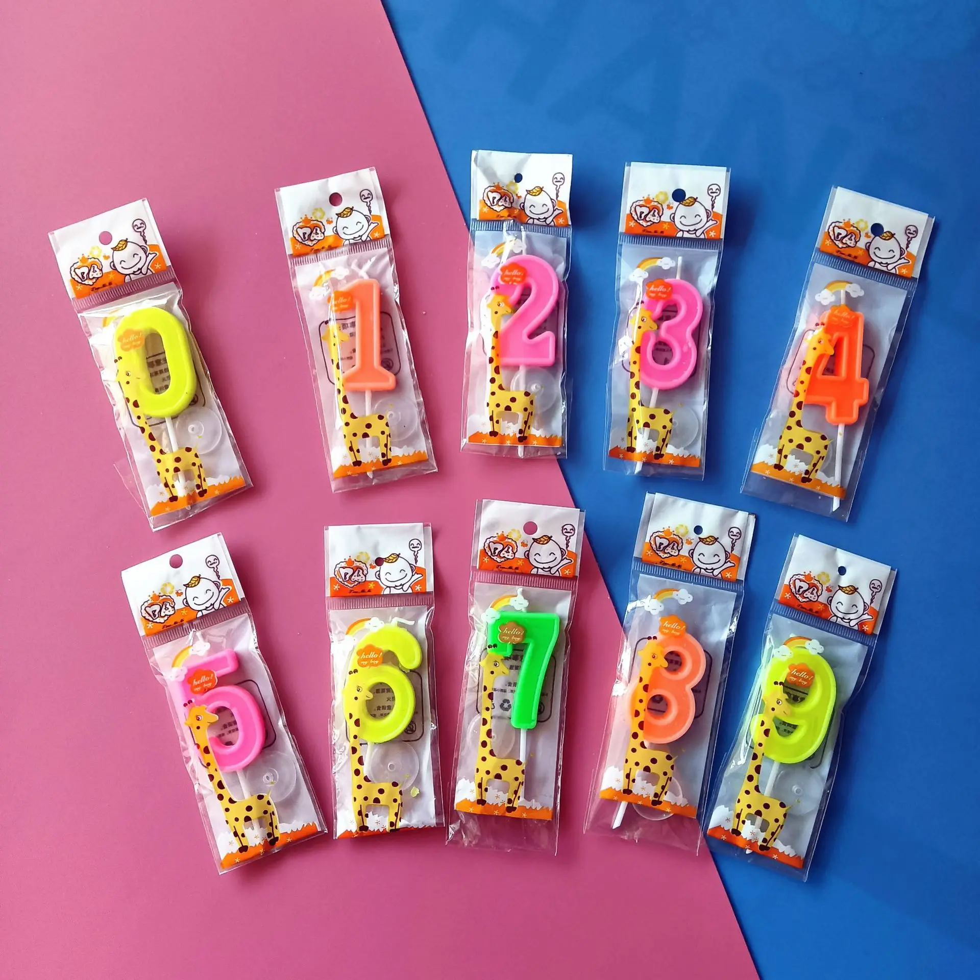 Huaming Smokeless Color Macaron Number Cake Candle Wholesale Hand Gold Plated Party Cake Decorating Number Birthday Candle