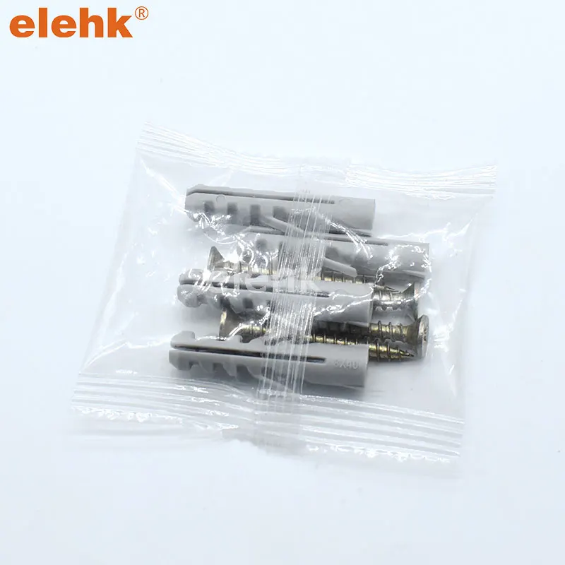 Elehk Factory Wholesale M5 M6 M7 M8 M10 Plastic wall plug PE PA plastic Anchor and screws Kit with 4pcs in opp bag