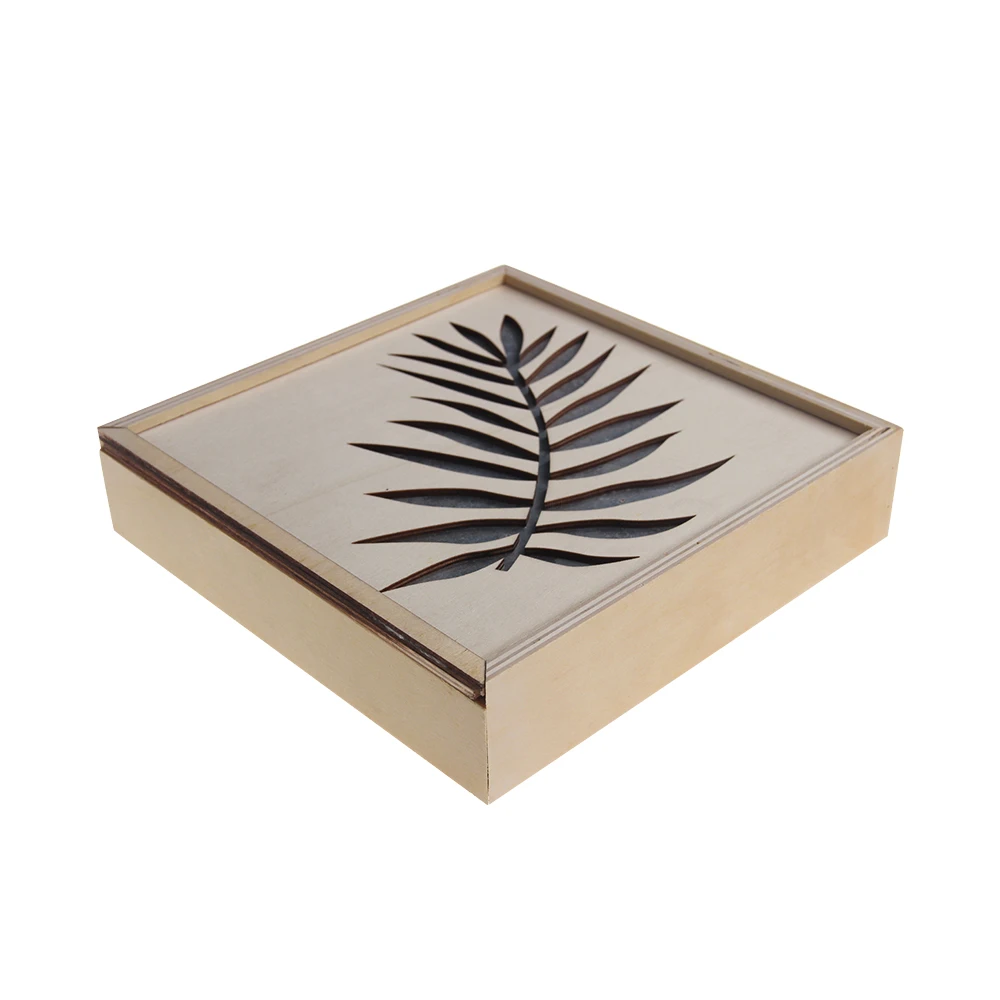 Classic Woodcarving Leaf Box Holiday Gift Crafts