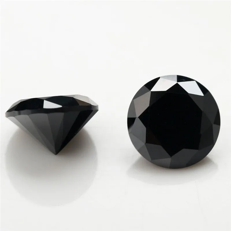 Valuable black round brilliant cut AAA cubic zirconia stone in Bangkok
