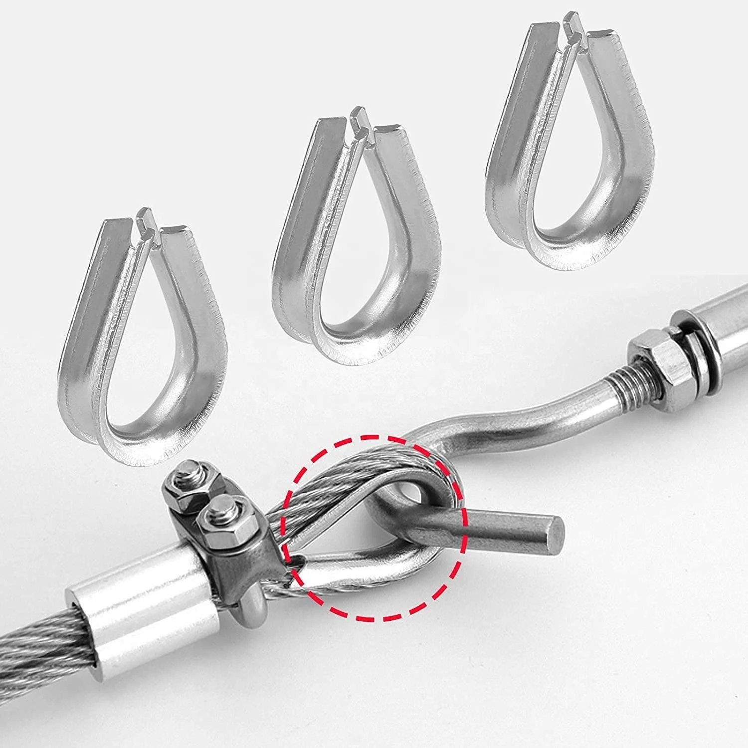 European Type Rigging Hardware Cable Wire Rope Fittings Thimbles 304 Stainless Steel 2mm Stainless Steel Thimble