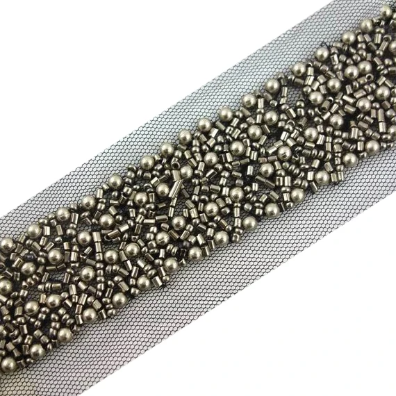 3.5cm gunmetal beading lace trims handmade mesh trims garment clothing dress home textile accessories