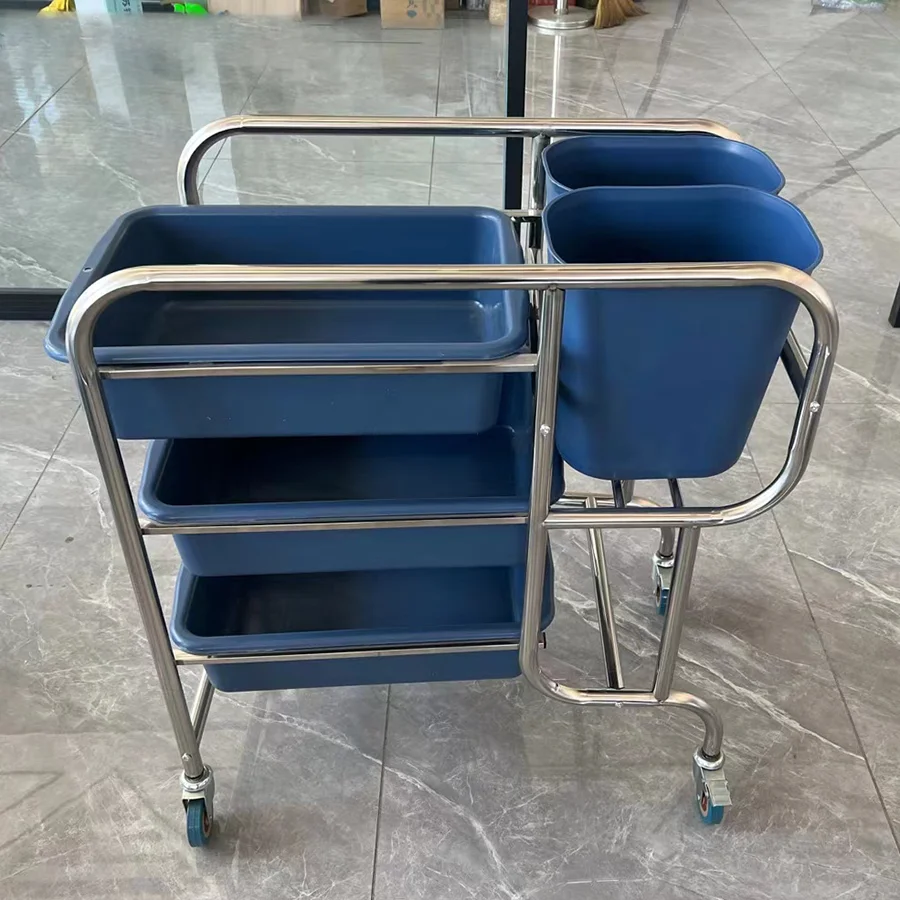 Disassembly Five Bucket Storage Restaurant Dish Collect Kitchen Serving Trolley For Hotel & Restaurants Equipment