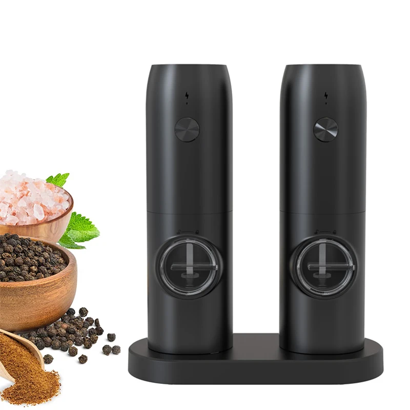 Best Selling Stainless Steel Rechargeable Custom 2PCS Set Gravity Electric Salt And Pepper Grinder Set With Charging Base