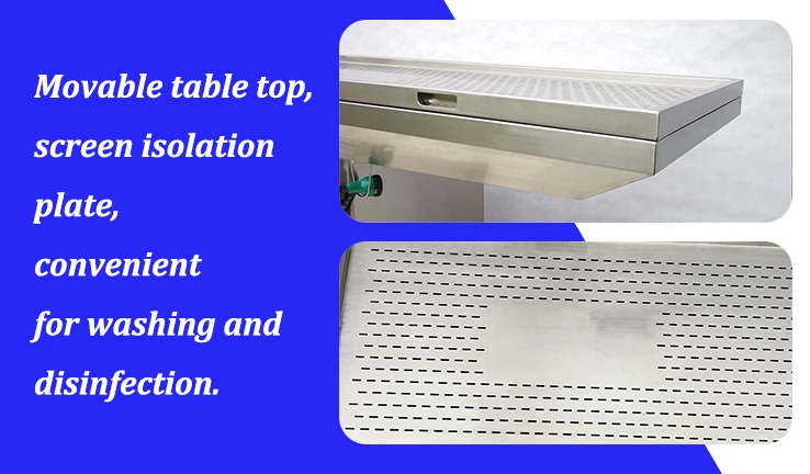 Humanized design customizable hospital furniture dead body autopsy table with faucet