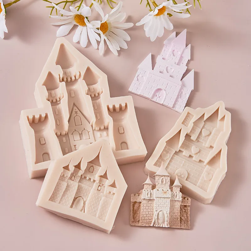 Silicone Fondant Castle Mold Castle Construction Cookie Mold diy Fondant Chocolate Cake Mold
