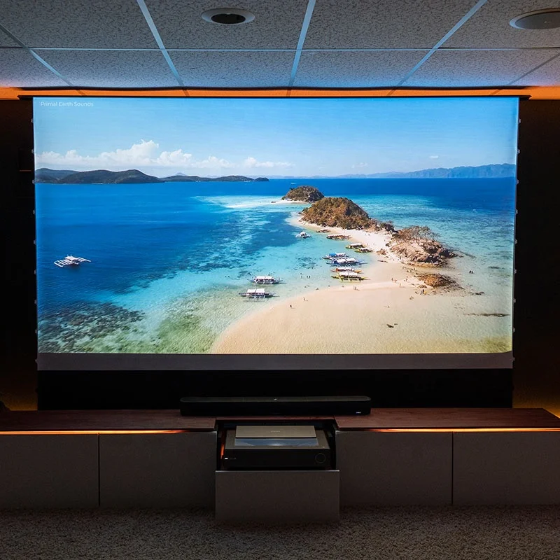 Электрические напольные экраны для домашнего кинотеатра 16:9 120 дюймов для коммерческого проектора