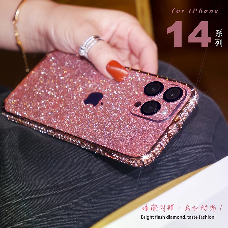 Glitter Diamond  Luxury Metal Frame Diamond Case Bumper for iPhone 14