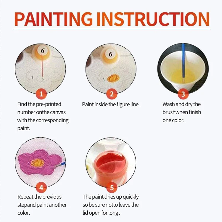 DIY Painting By Numbers Children Cartoon Animals Paint by Number Handpainted Kids Painting Artowrk Gift