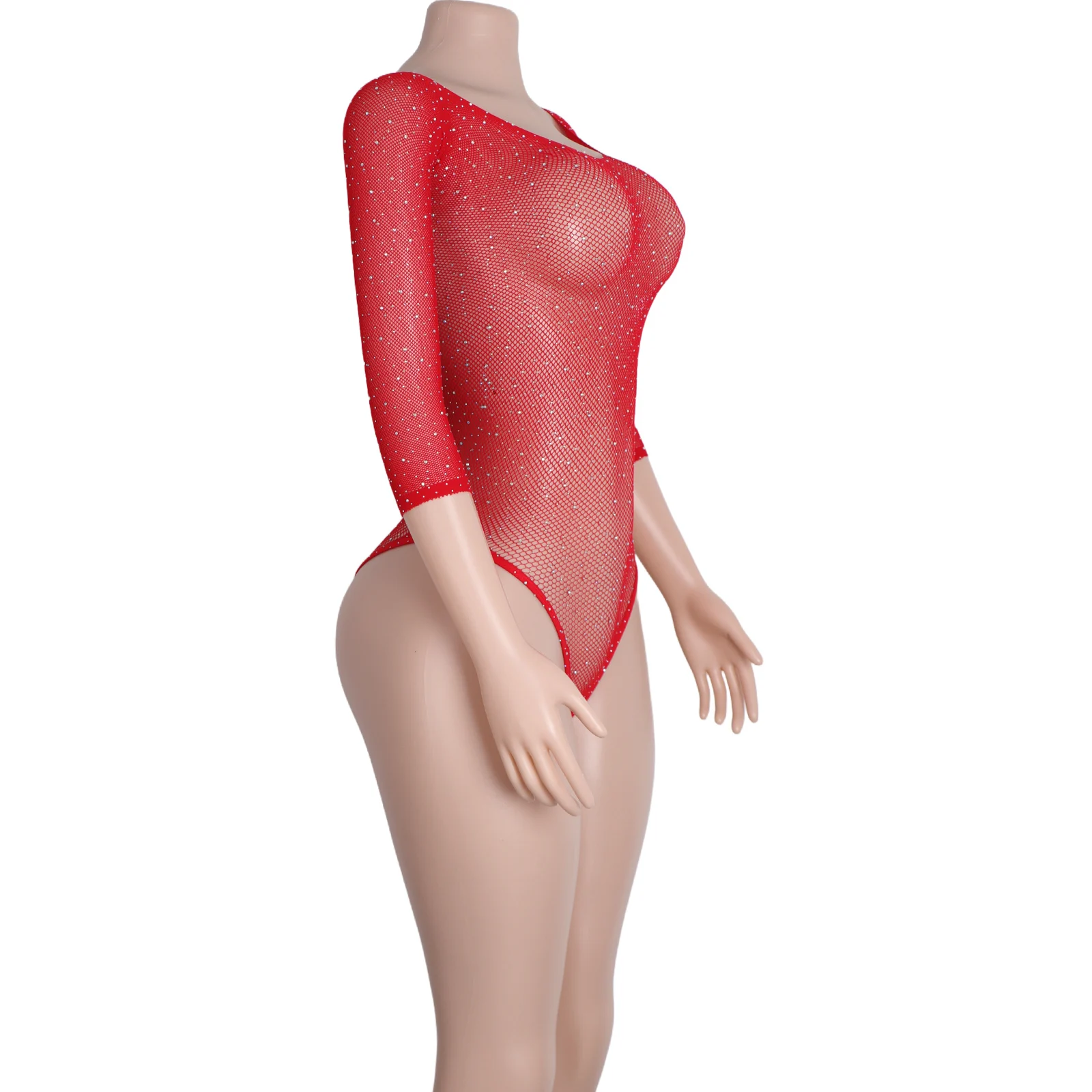 Exotic Dancewear Shiny Bodysuits paired Stylish Mesh Shorts designed Trendy Stripper Outfits Dancer Performances in Night Clubs