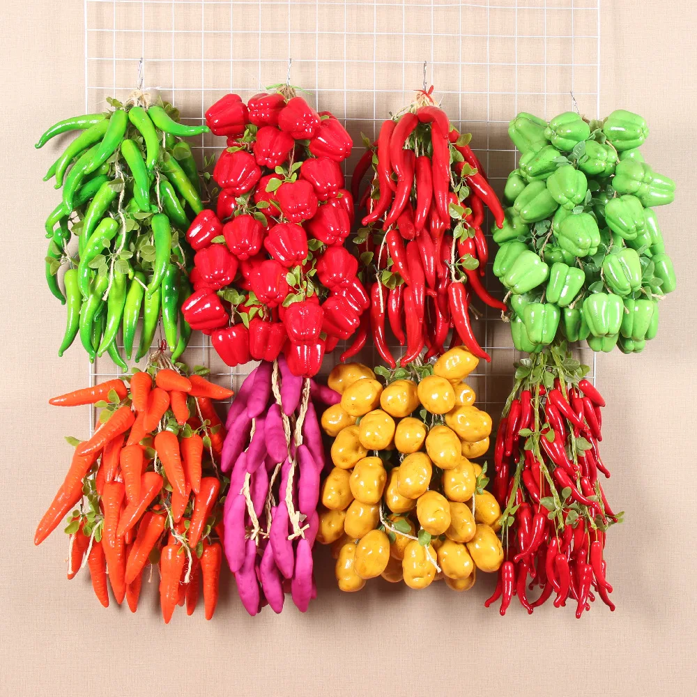 Simulation vegetable pepper potato corn garlic peanut hanging string artificial vegetables for restaurant courtyard decoration