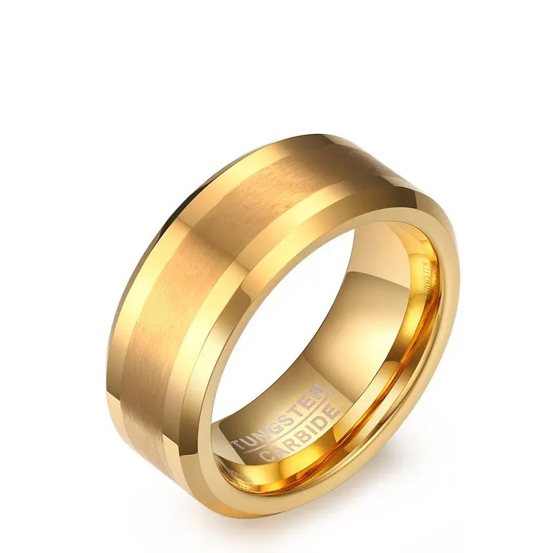 Кольцо Amiee ювелирные изделия оптом 8 мм 18K позолоченные вольфрамовые мужские обручальные кольца