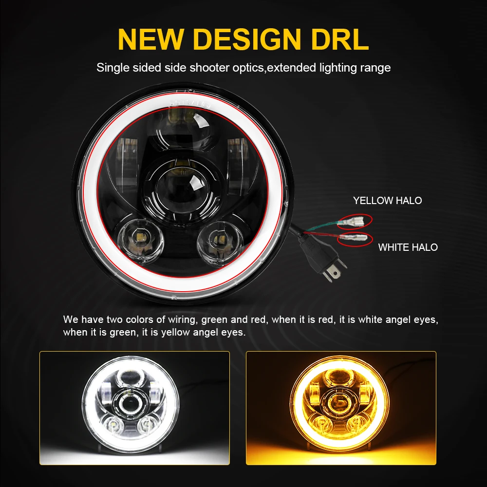 Wholesale Cheapest Front Driving Light 50W Halo Ring DRL Halo Ring 5 3/4 5.75 Inch Motorcycle H4 Led Headlight for Motorcycle