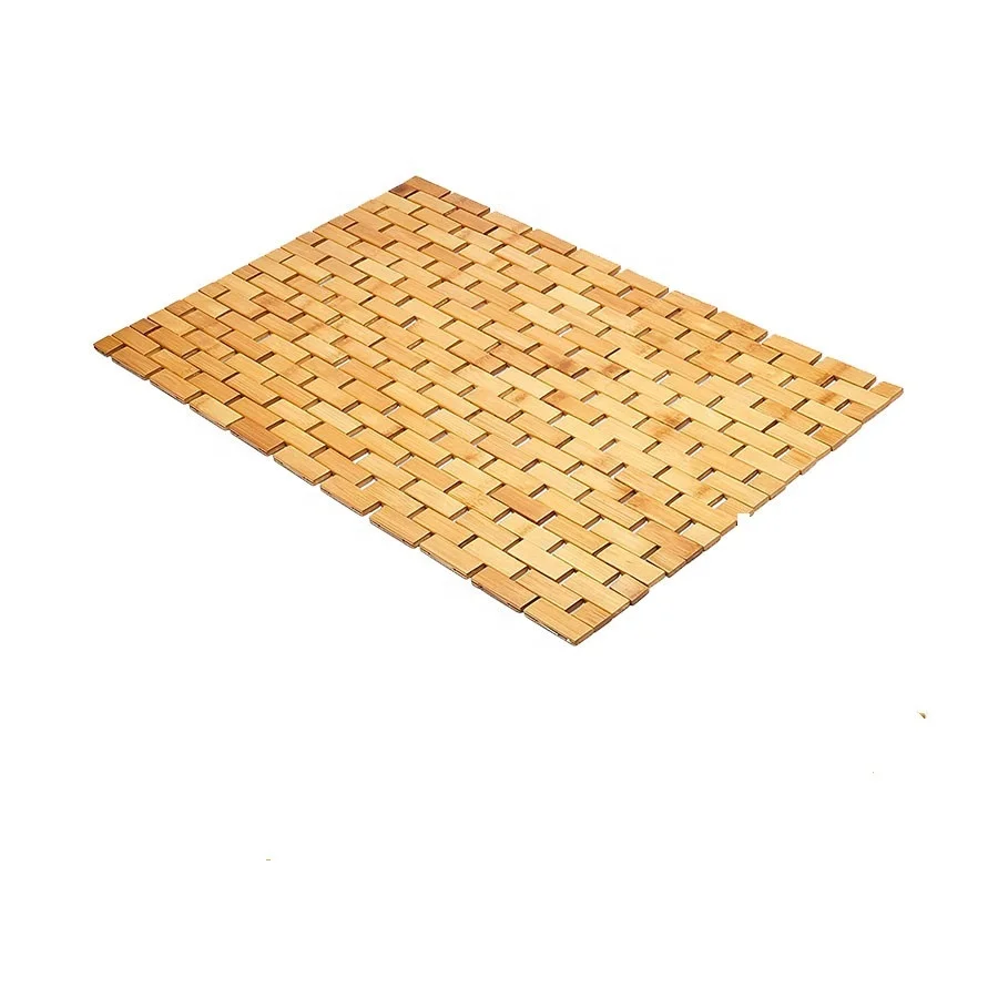 Indoor Outdoor Use Multipurpose Folding Non Slip Feet Bamboo Bath Mat Shower Wood Bath Mat