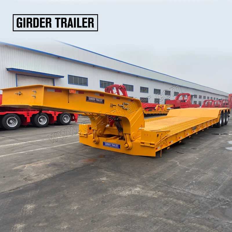 Heavy machine transport hydraulic detachable gooseneck lowbed lowboy Low loader semi trailer with low deck