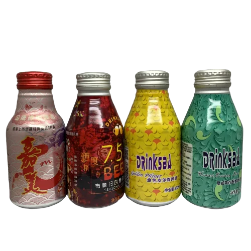 
350ml(12oz) aluminum beverage bottles with a 38mm ROPP pilfer proof screw on cap 