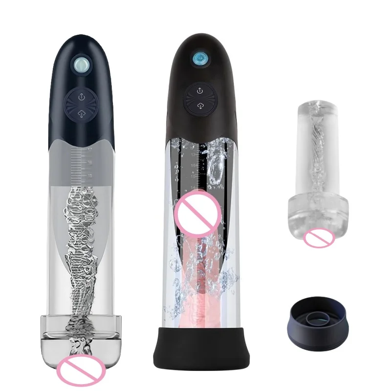 3 in 1 Water Spa Massager Penis Enlarger Male Masturbator Vacuum Pump with 3 Suction Intensities Endurance Trainer Penis for Men