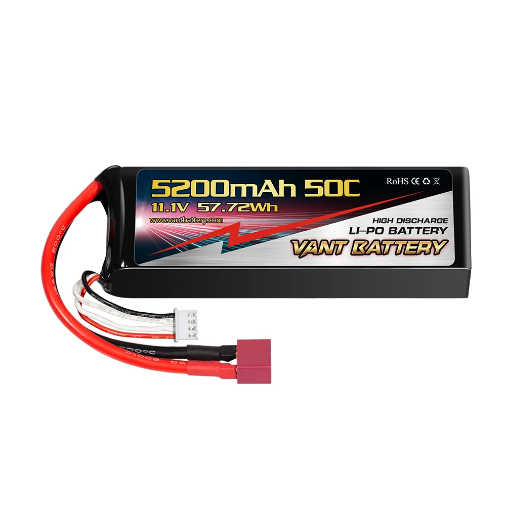 Vant 3S Lipo Battery 5200mAh 50C 11.1V RC Batteries with T&TR Connector Soft Case for RC Airplane Helicopter Plane Quadcopter