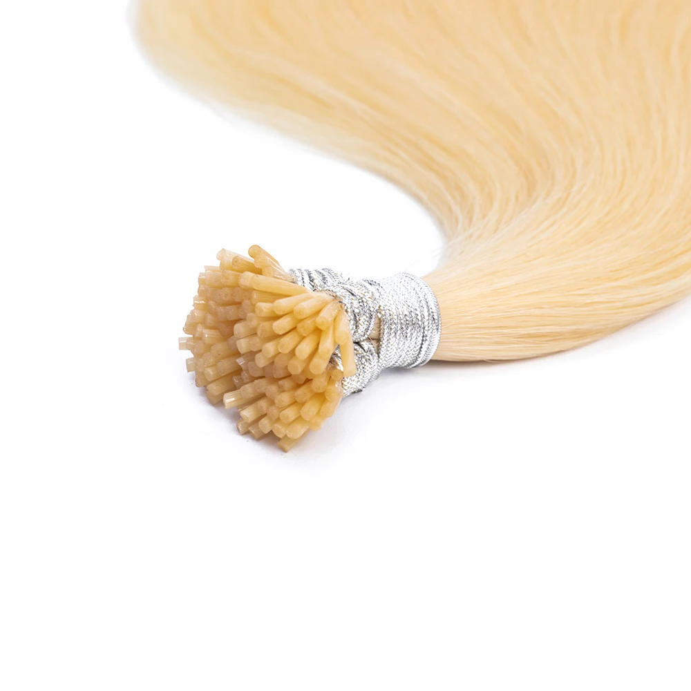 Thick End Blond Color Italy Bone Straight Keratin Hair 12a Grade European Remy I Tip Human Hair Extensions