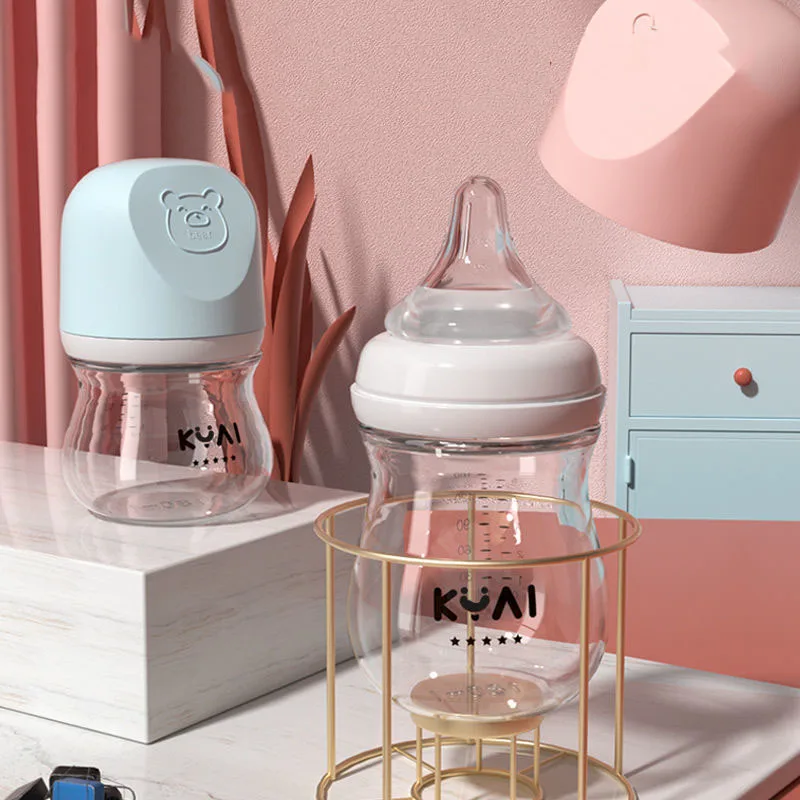 80/160ml New portable baby bottle special newborn wide caliber wide mouth glass bottle