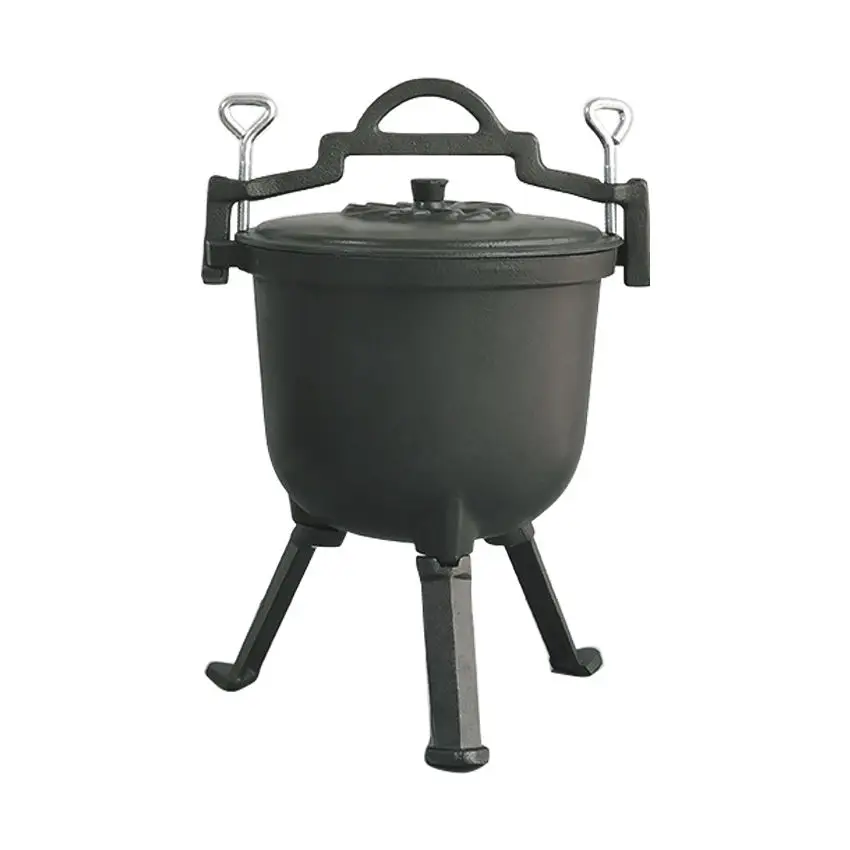 Customized logo Enameled cast iron cauldron poland camping pressure cooker three leg meat hunting pot