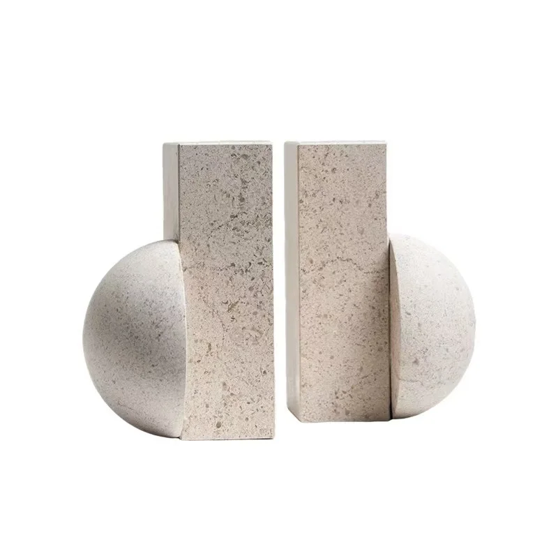 Simple Study Wine Cabinet Decoration Marble Hemispherical Bookshelf Design Marble Bookcase