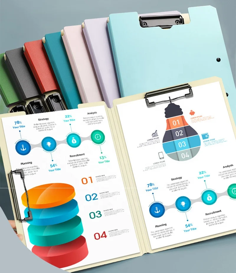 OMOI Hot Sale Custom A4 Size PP Clip File Folder Stationery OEM Plastic Board Folder Menu Clip Board