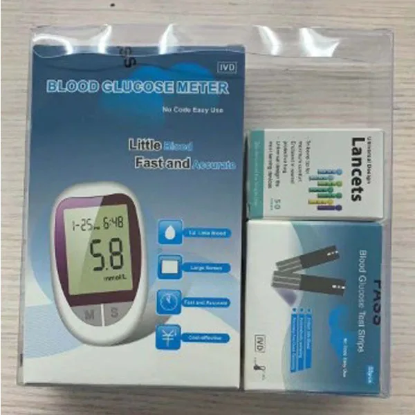 Personal Care LCD Display Blood Glucose Meter Set Blood Glucose Monitor with Single Test Strip Blood Taking Needle