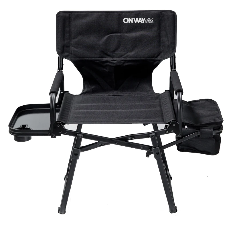 Onwaysports outdoor Aluminum portable luxury camping director chair with side table and cooler bag