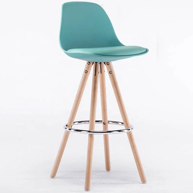 Home furniture wooden bar chairs modern PU leather counter bar stools