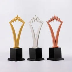 High Quality Gold silver bronze metal customized trophy with personalized logo engraved