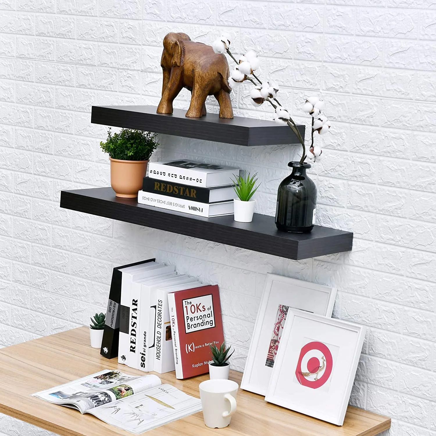 wholesale custom Mission Floating Shelf Wall Mount Shelving Wood Modern Display Shelves